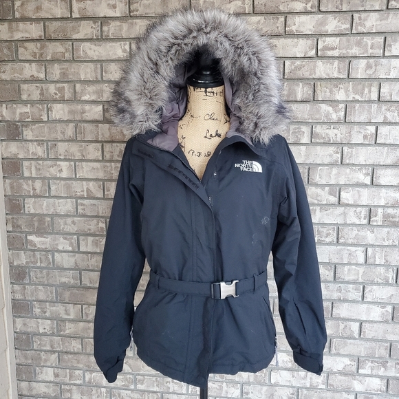 The North Face Jackets & Blazers - North Face 550 women's belted coat fur lined hood